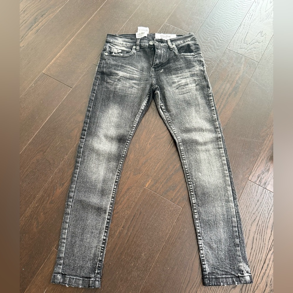 Boys Black Distressed Jeans Slim Size 10